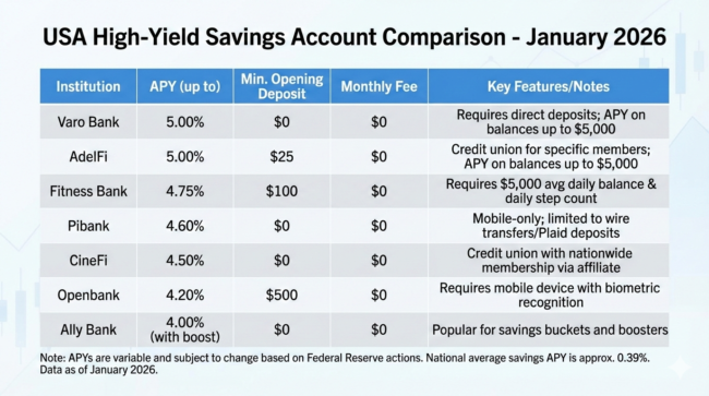 savings-account-comparison-table-2026-usa