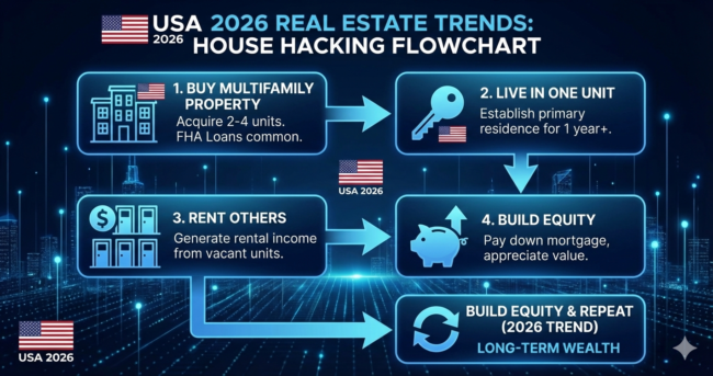 House hacking to invest in real estate with no money USA 2026