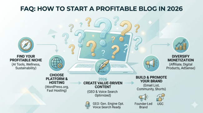 FAQ how to start profitable blog 2026