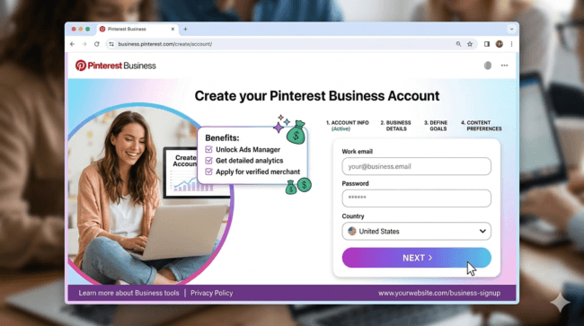 set up pinterest business account 2026