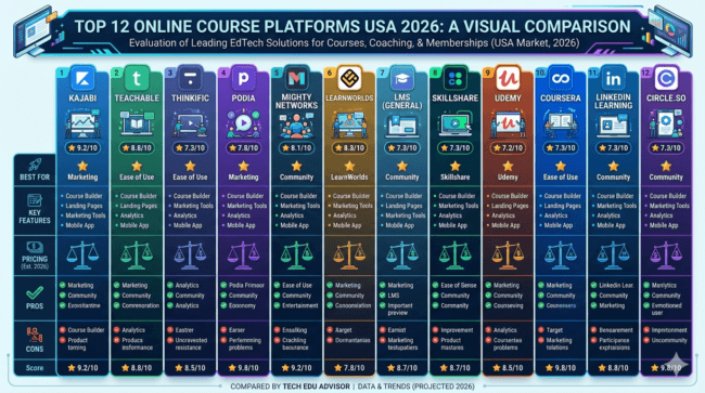 best online course platforms USA 2026 comparison