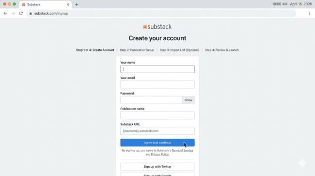 start substack newsletter 2026 USA dashboard