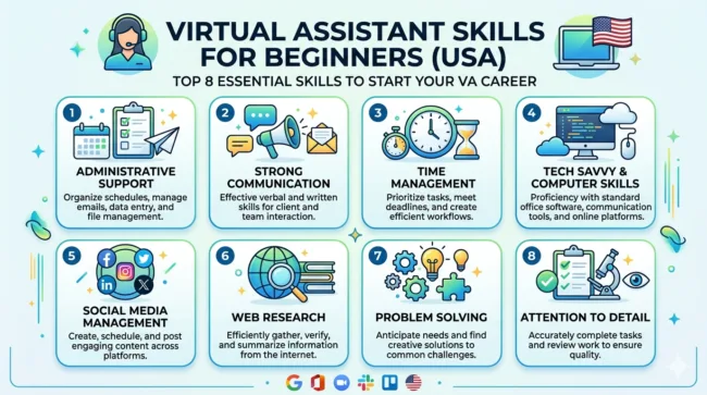virtual assistant skills for beginners USA