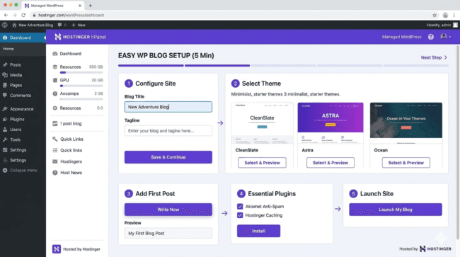 beginner WordPress blog setup 2026 USA