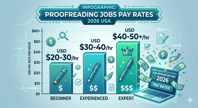 Proofreading jobs pay rates 2026 USA