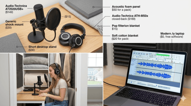 Beginner home studio for voiceover jobs from home USA
