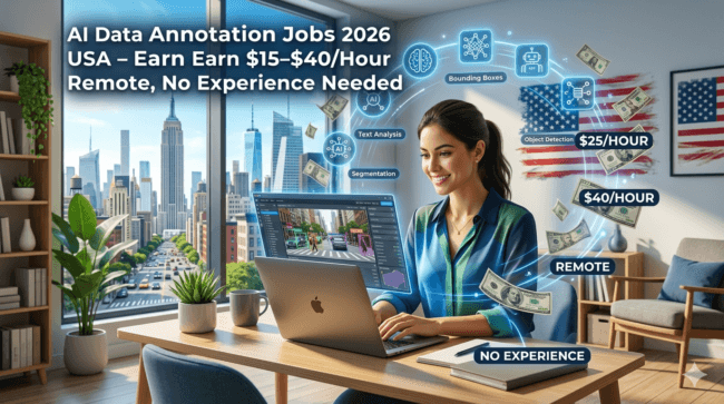 AI Data Annotation Jobs 2026 USA - Earn $15-40 per hour remote no experience