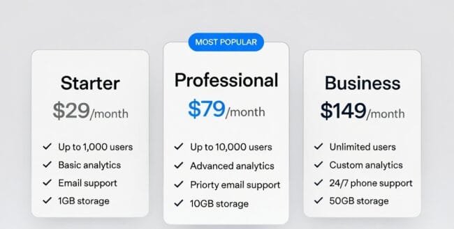 Micro SaaS 3-tier pricing strategy for beginners — Starter Professional Business plans