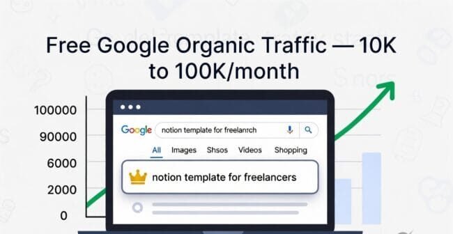 SEO strategy to get Google traffic for Notion template store 2026 without social media