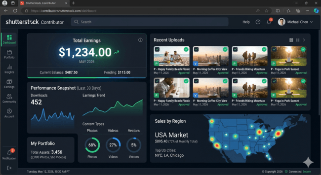 Shutterstock contributor earnings 2026 USA