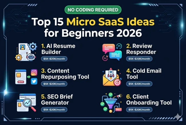 Top 15 micro SaaS ideas for beginners 2026 USA chart with revenue potential
