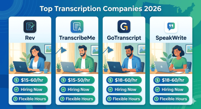Best online transcription companies 2026 USA logos and workers