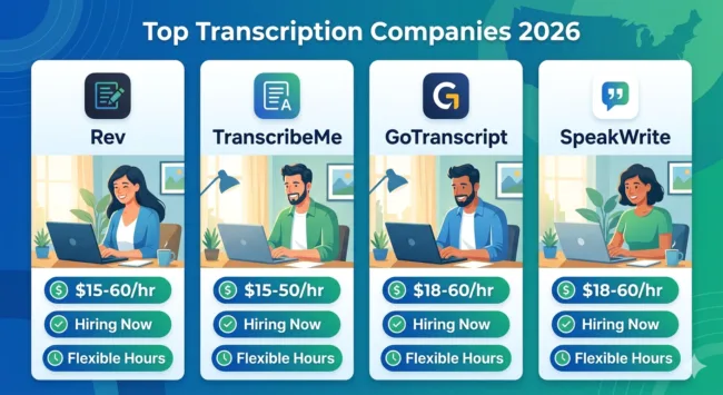 Best online transcription companies 2026 USA logos and workers