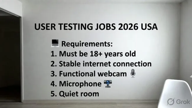 requirements for user testing jobs 2026 USA