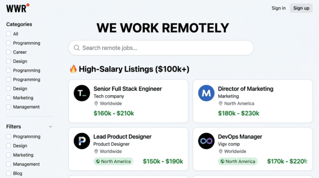 We Work Remotely hidden remote job boards