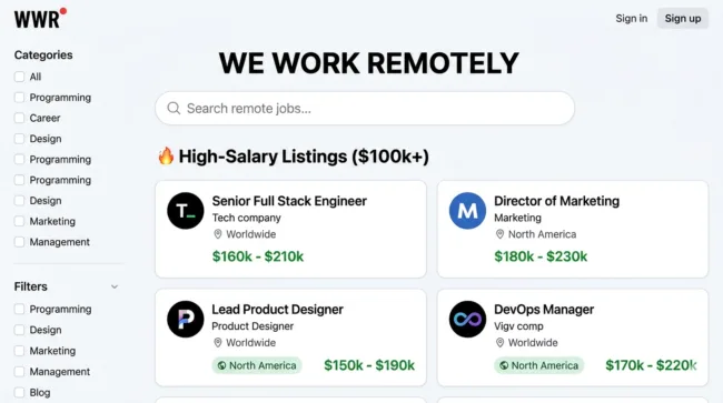 We Work Remotely hidden remote job boards