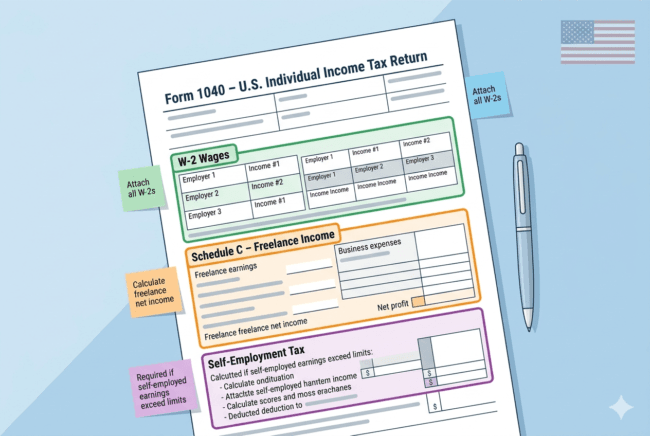 IRS Form 1040 overview for freelancers USA 2026